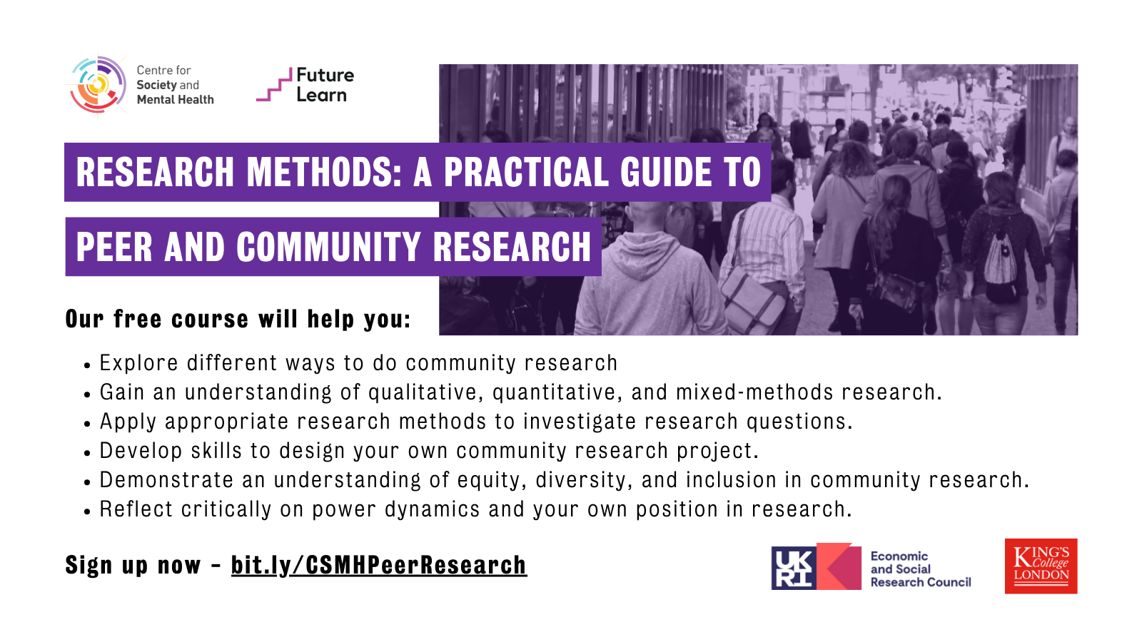 Peer and community research methods – free online training course from CSMH