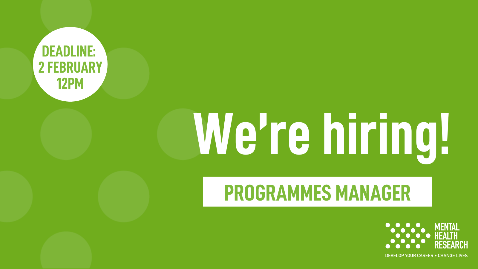 We’re hiring! – Part-time Programmes Manager